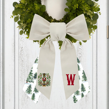 Embroidered Christmas Wreath Sash: Personalized Nutcracker Door Hanger