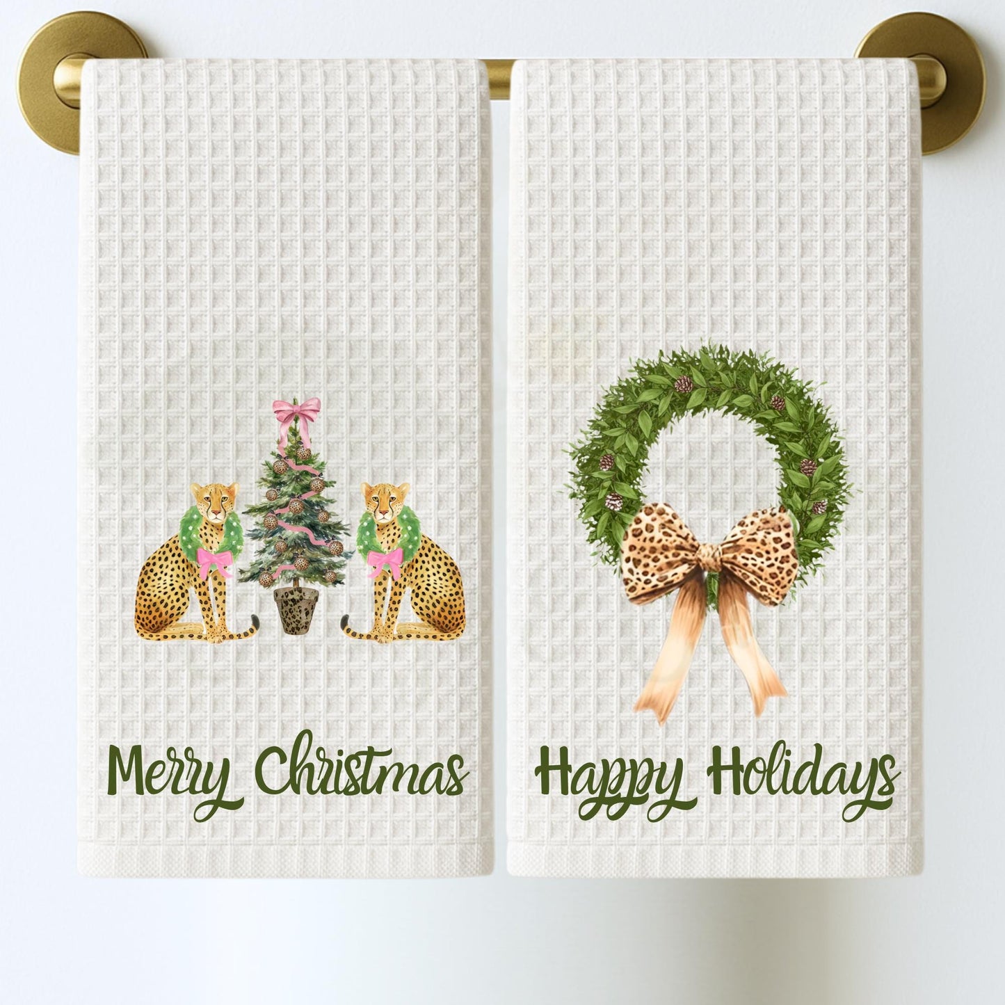 Christmas Cheetah Tea Towel