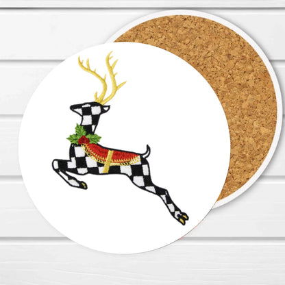 Courtly Check Ceramic Coaster Set, Black and White, Personalized Gift