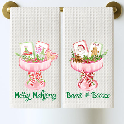 Mahjong Tea Towel Collection | Personalized Kitchen Towels | Grand Millennial Mah Jongg Dish Towels | Housewarming Gift | Home Decor