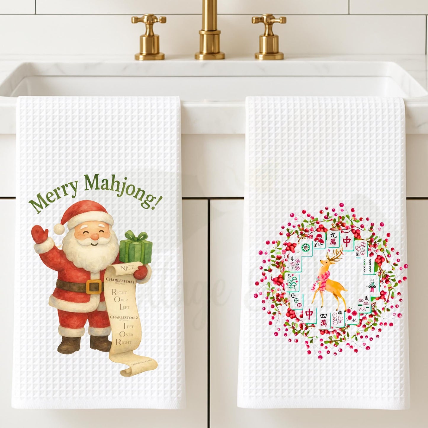 Holiday Mahjong Tea Towel Collection