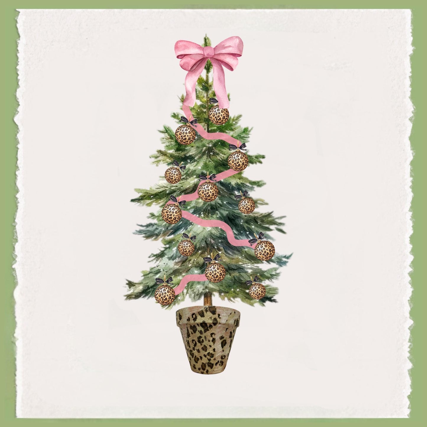 Christmas Cheetah Preppy Pink and Green Tea Towel Collection | Personalized Kitchen Decor | Gift for Her, Hostess, Birthday, Mom