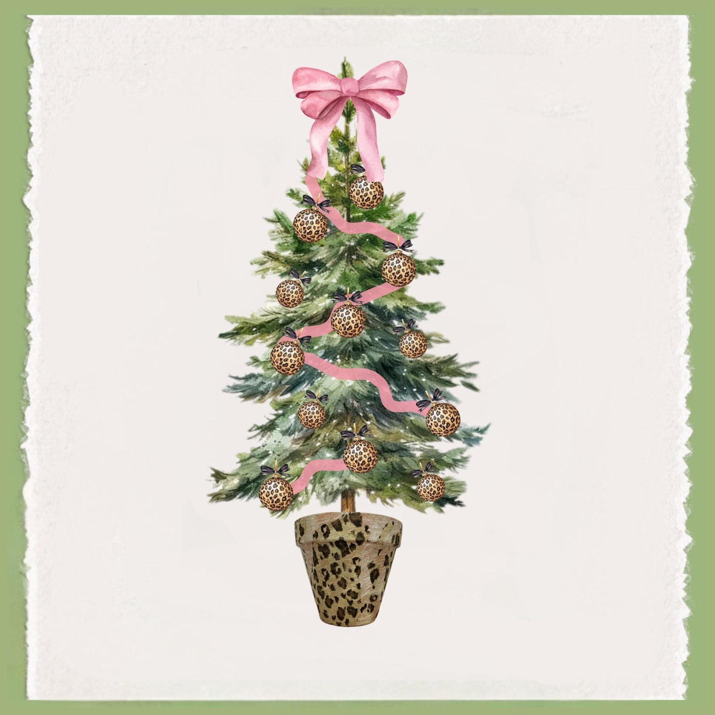 Christmas Cheetah Pink and Green Tea Towel Collection