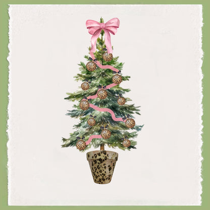 Christmas Cheetah Pink and Green Tea Towel Collection