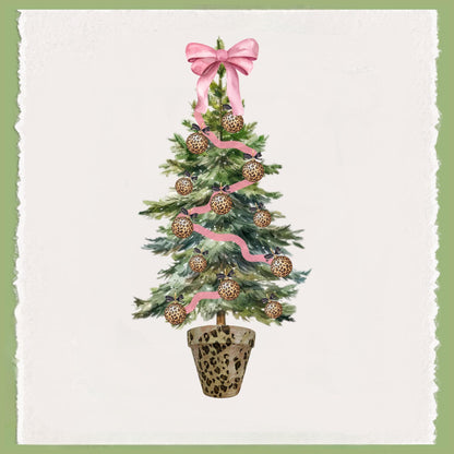 Christmas Cheetah Pink and Green Tea Towel Collection