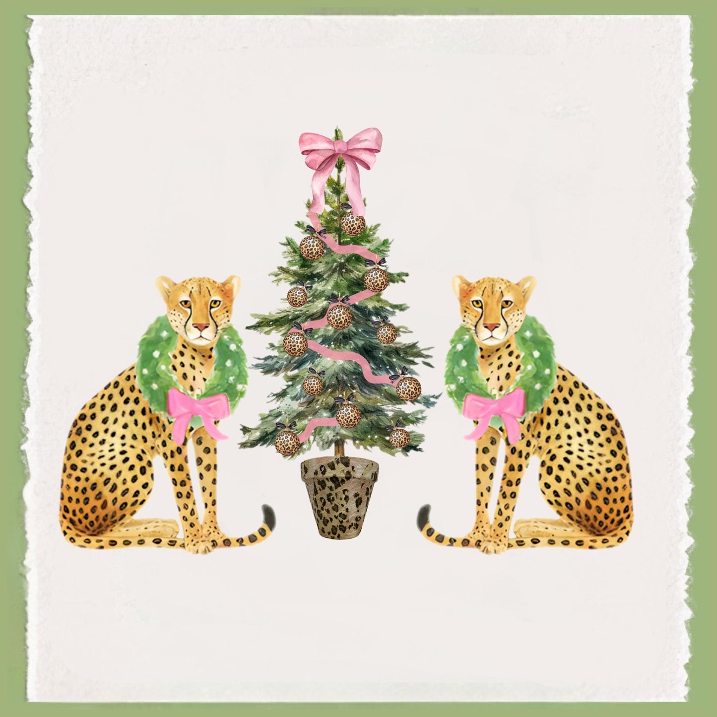Christmas Cheetah Tea Towel