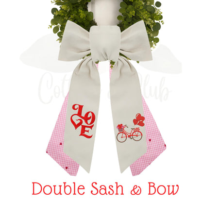 Valentine's Cupid Embroidered Wreath Sash | Personalized Door Decor