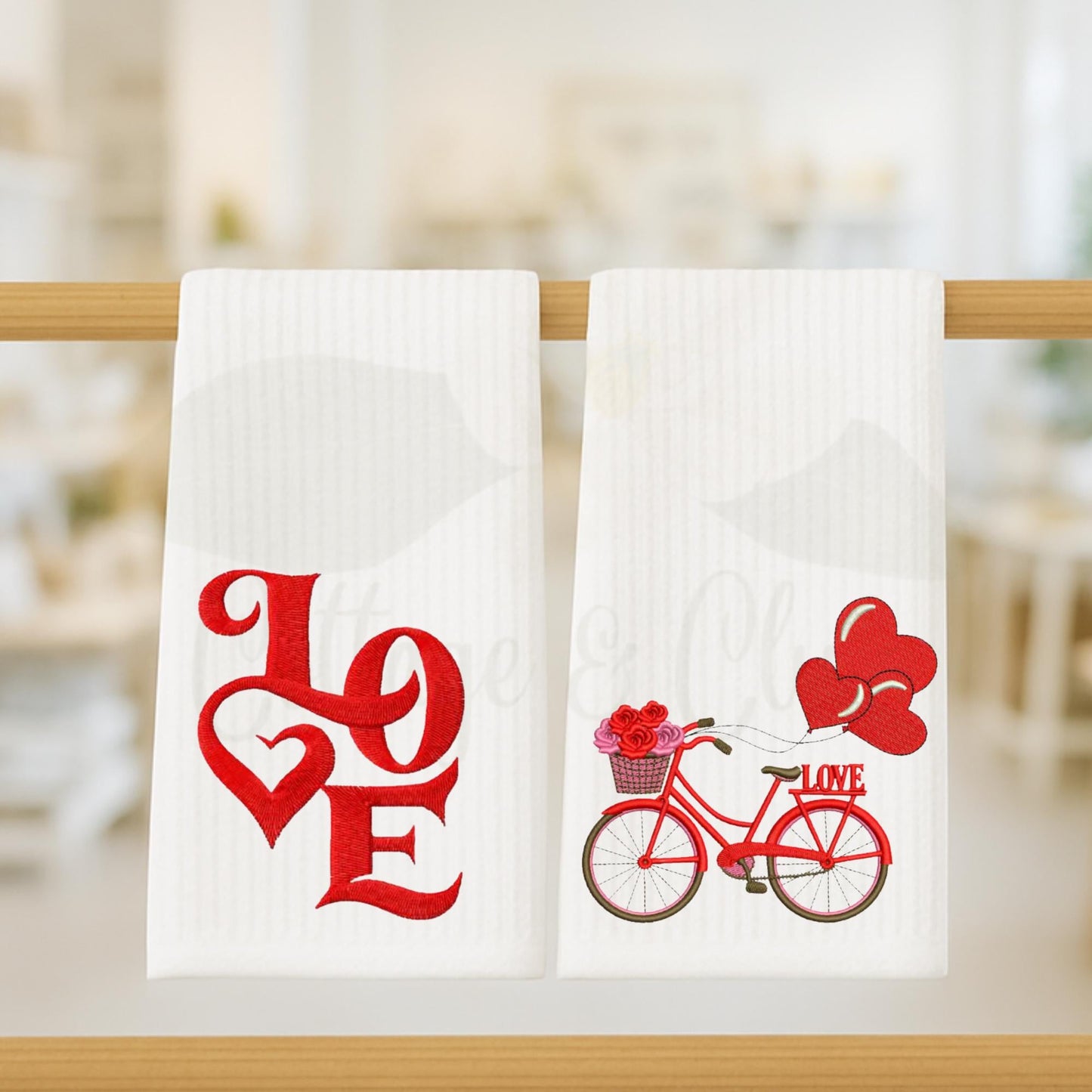 Valentine's Bicycle of Love Tea Towel