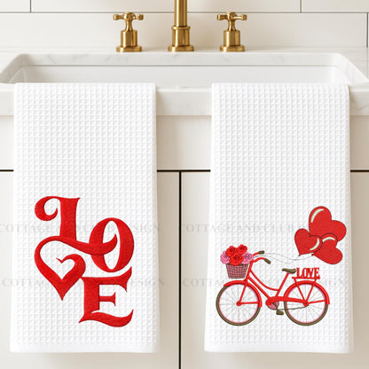 Valentine's Bicycle of Love Tea Towel
