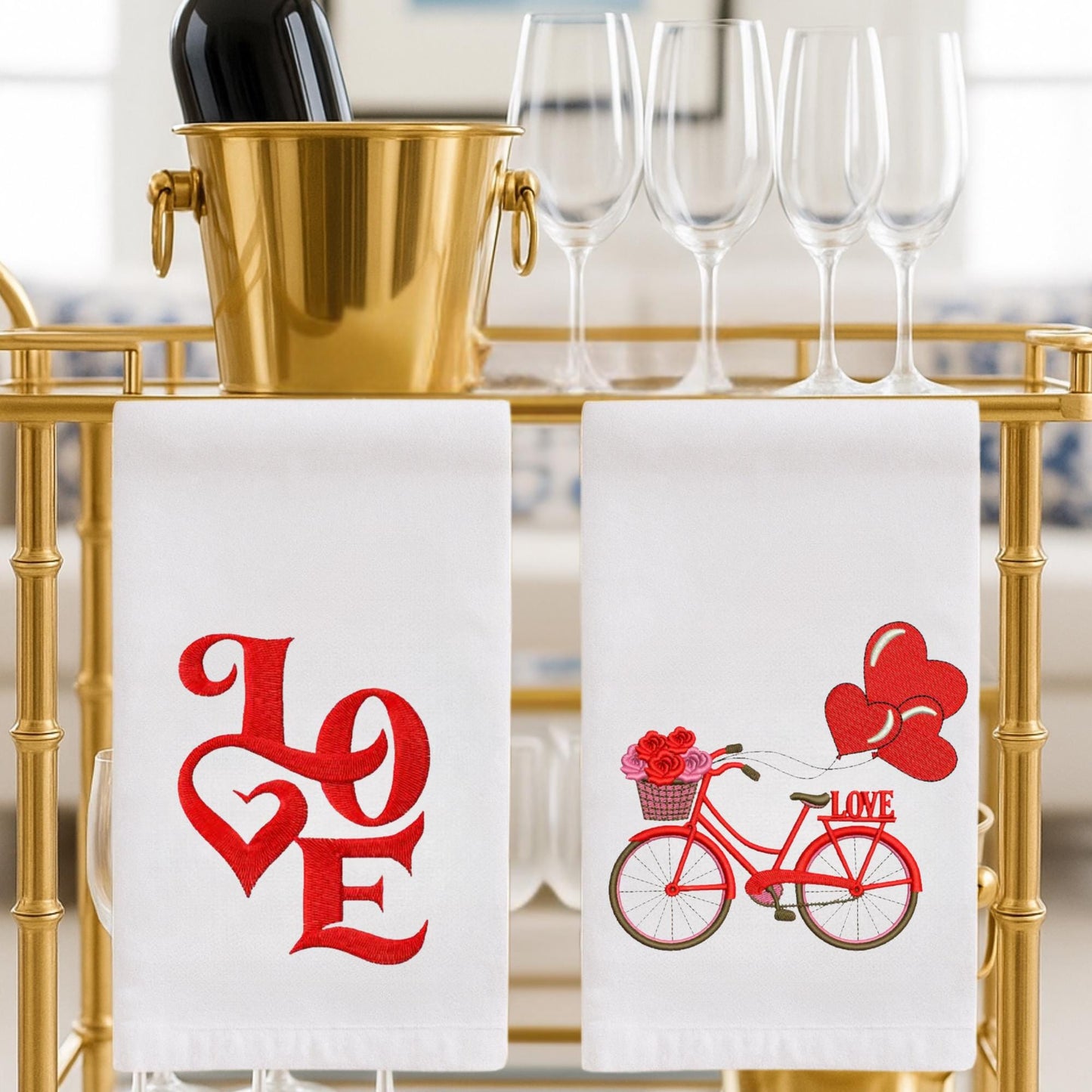 Valentine's Bicycle of Love Tea Towel