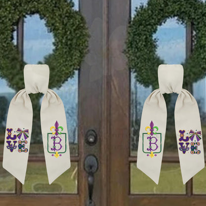 Mardi Gras Personalized Embroidered Wreath Sash with Optional Coordinating Sash