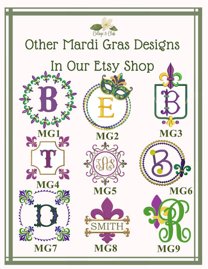 Mardi Gras Personalized Embroidered Wreath Sash with Optional Coordinating Sash