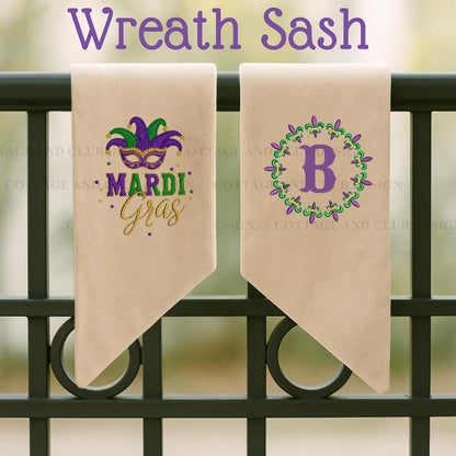 Mardi Gras Personalized Embroidered Wreath Sash