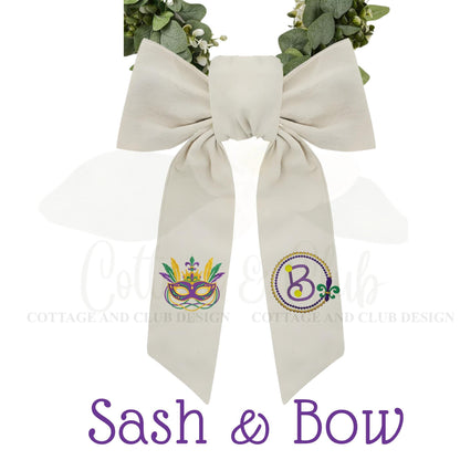 Mardi Gras Personalized Embroidered Wreath Sash