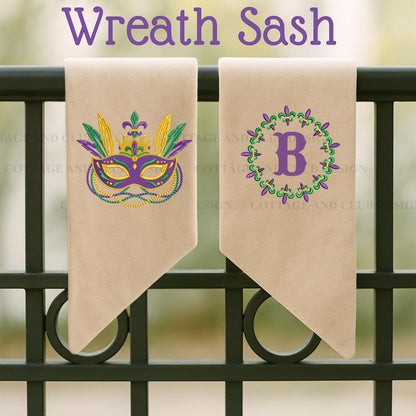 Mardi Gras Personalized Embroidered Wreath Sash