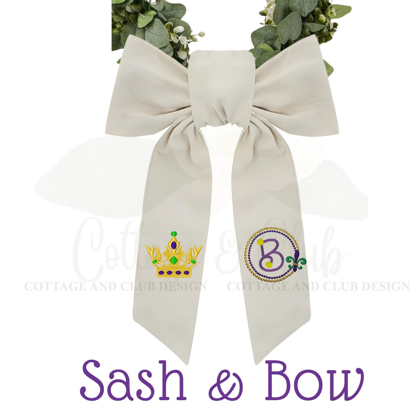 Mardi Gras Personalized Embroidered Wreath Sash