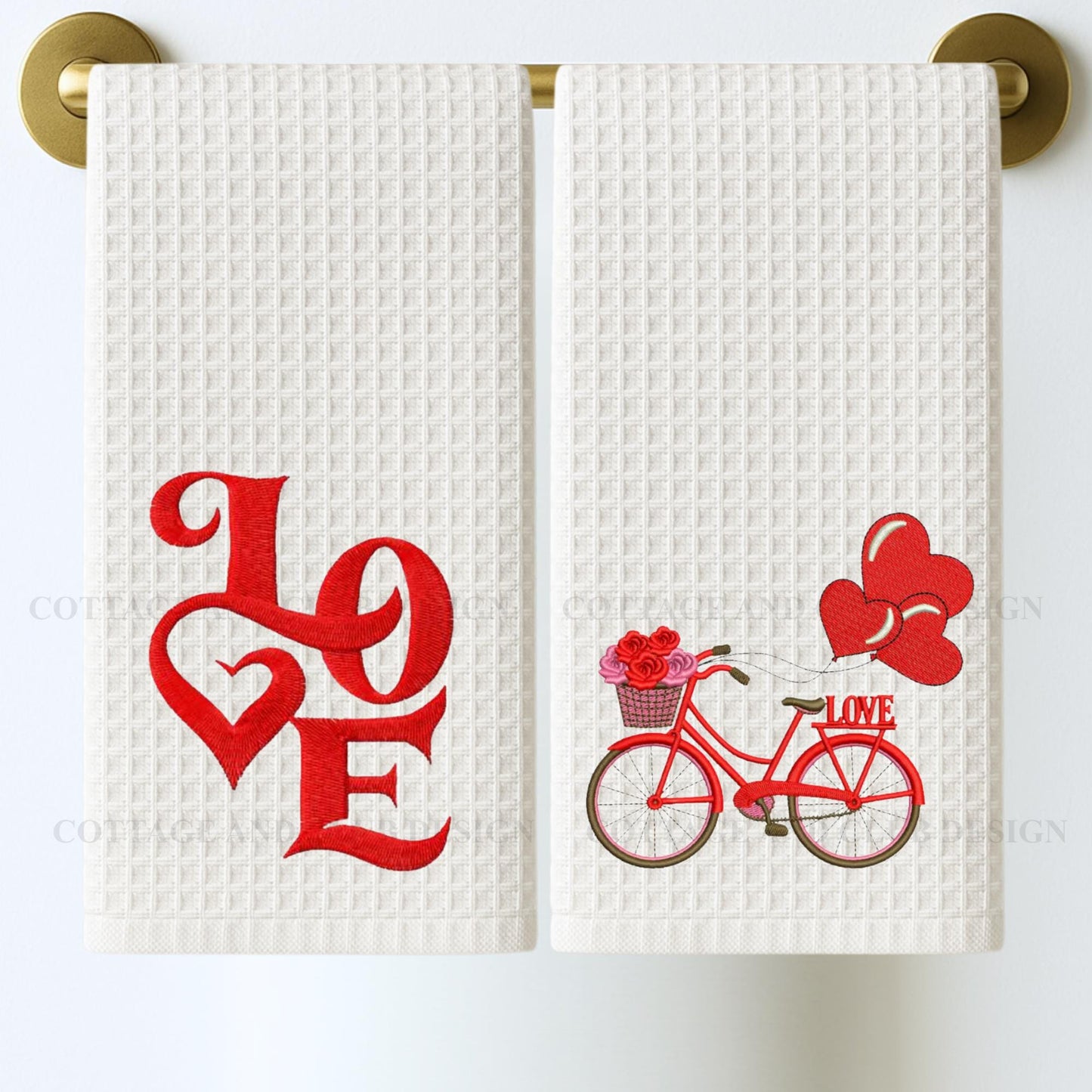 Valentine's Bicycle of Love Tea Towel