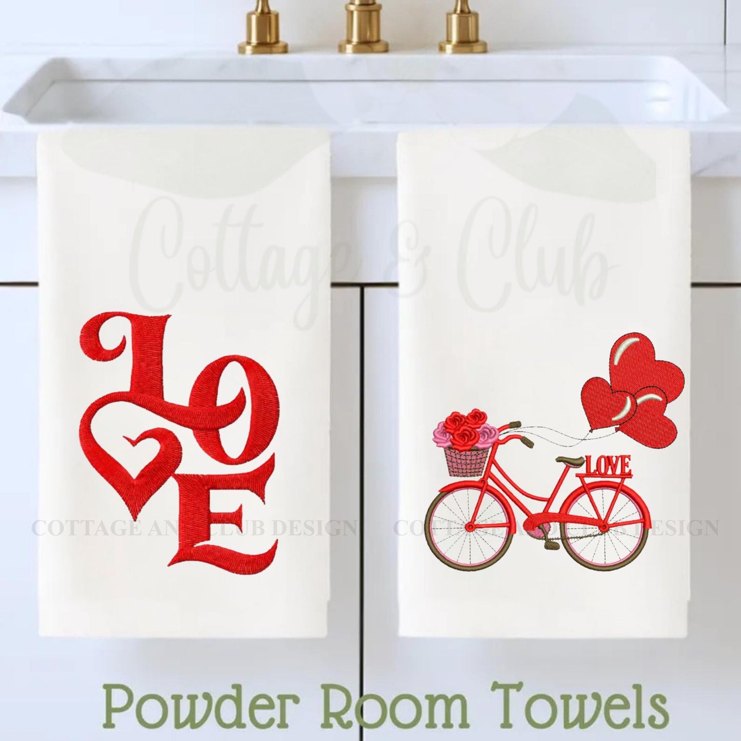 Valentine's Day Powder Room Fingertip Hand Towels - Bathroom Hand Towels