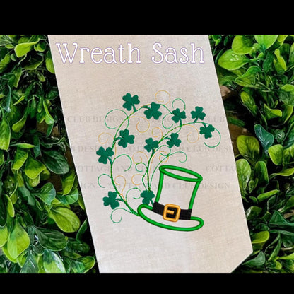 Embroidered St. Patrick's Day Wreath Sash
