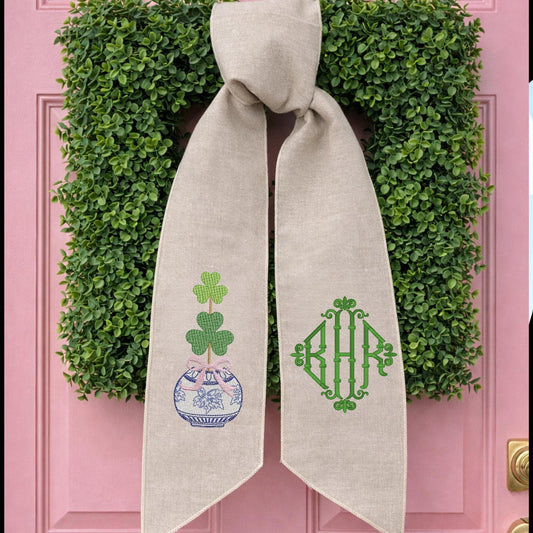 St. Patrick's Day Irish Celtic Embroidered Wreath Sash - Choose From 8 Designs & over 30 Monogram Fonts
