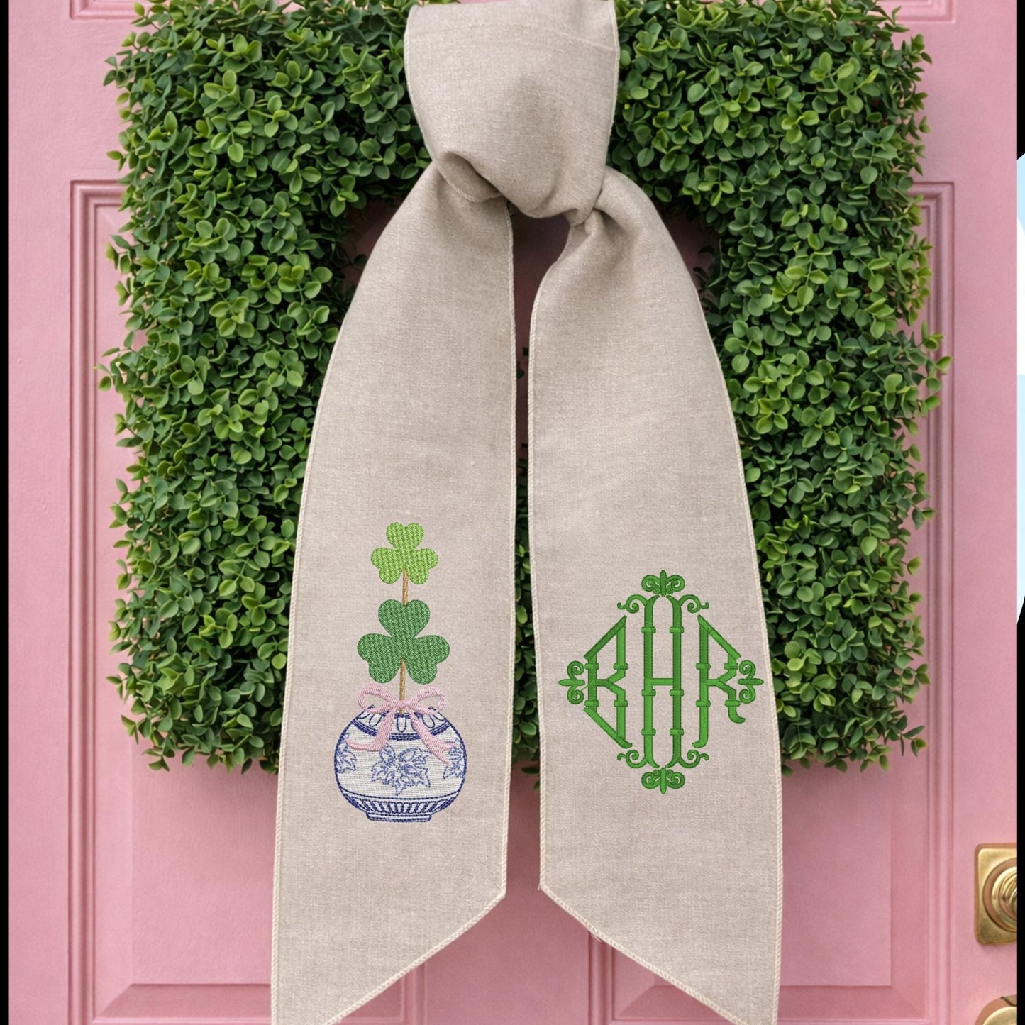 Embroidered St. Patrick's Day Wreath Sash