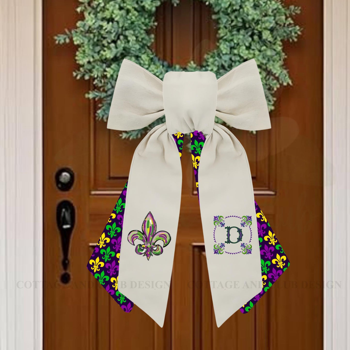 Mardi Gras Personalized Embroidered Wreath Sash with Optional Coordinating Sash