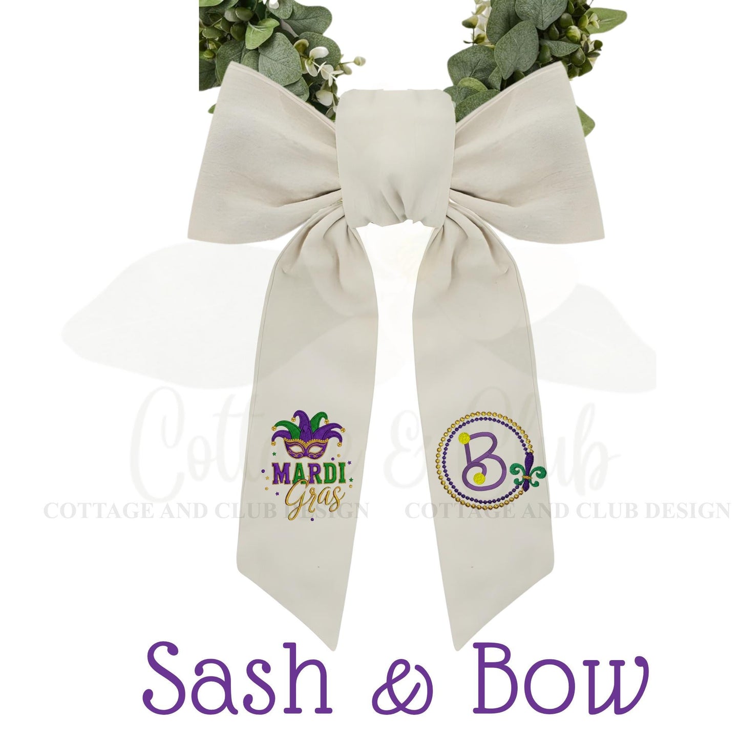 Mardi Gras Personalized Embroidered Wreath Sash