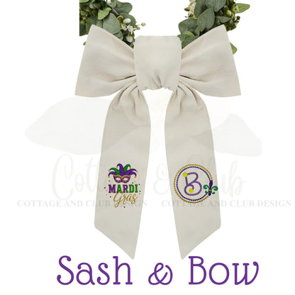 Mardi Gras Personalized Embroidered Wreath Sash