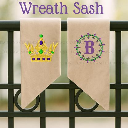 Mardi Gras Personalized Embroidered Wreath Sash
