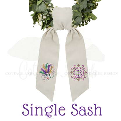 Mardi Gras Personalized Embroidered Wreath Sash with Optional Coordinating Sash