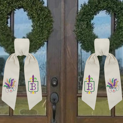 Mardi Gras Personalized Embroidered Wreath Sash with Optional Coordinating Sash