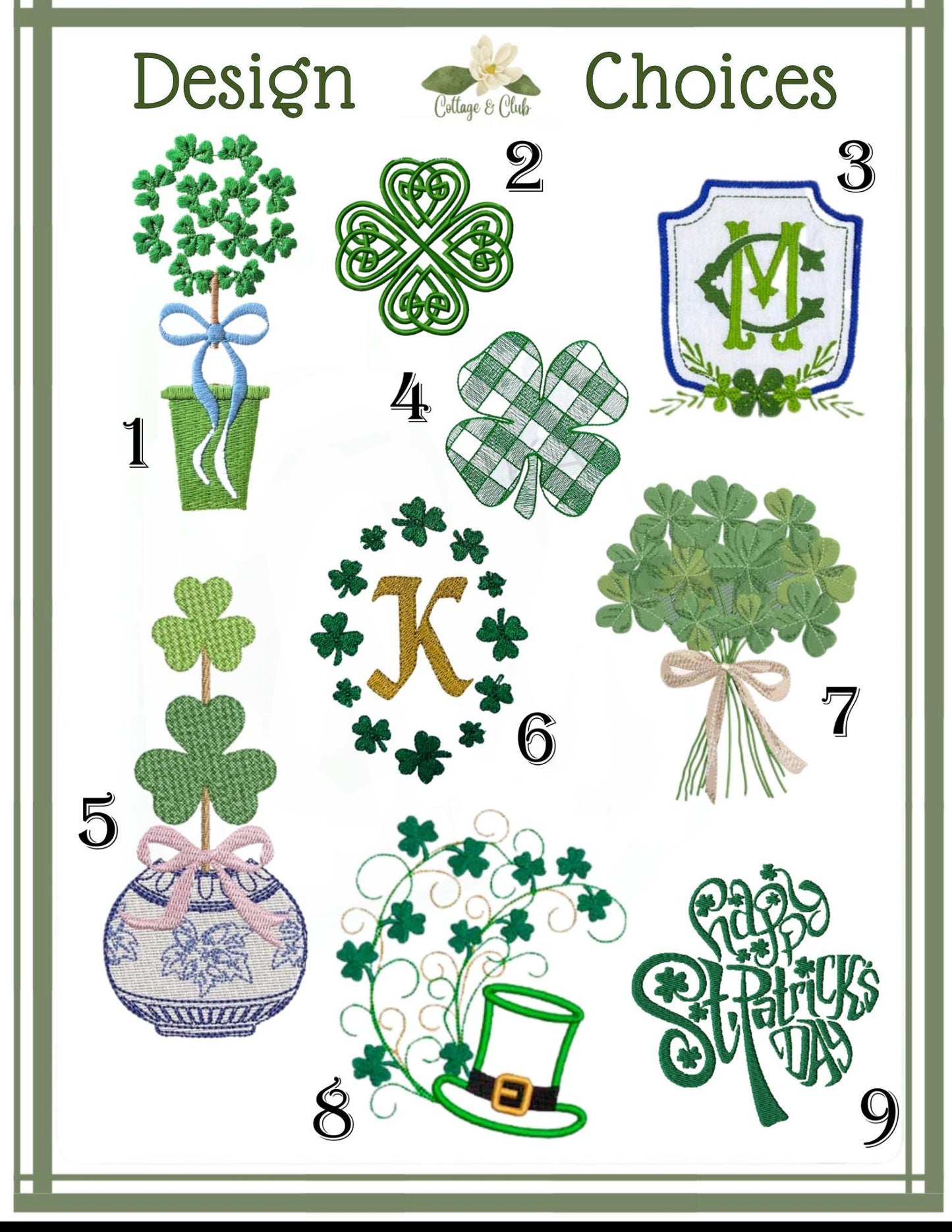 St. Patrick's Day Irish Celtic Embroidered Wreath Sash - Choose From 8 Designs & over 30 Monogram Fonts