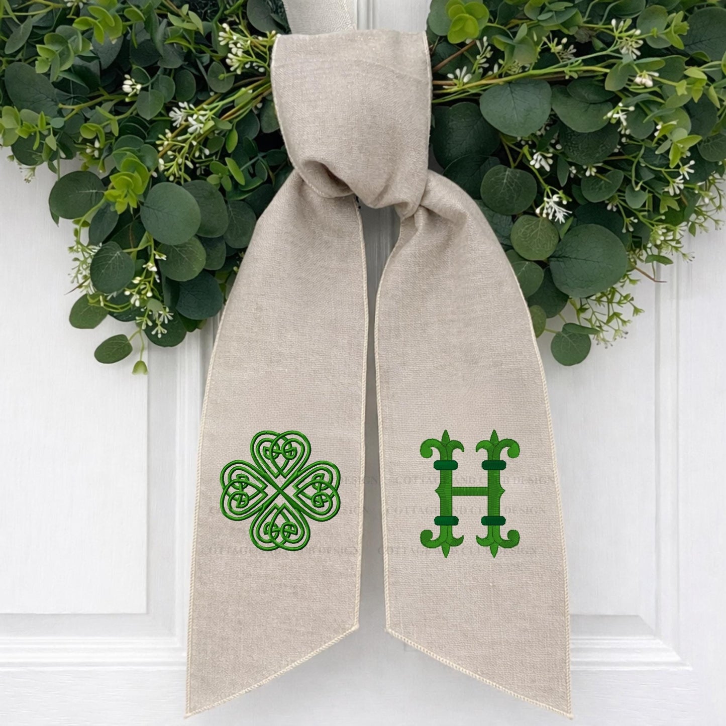 Embroidered St. Patrick's Day Wreath Sash