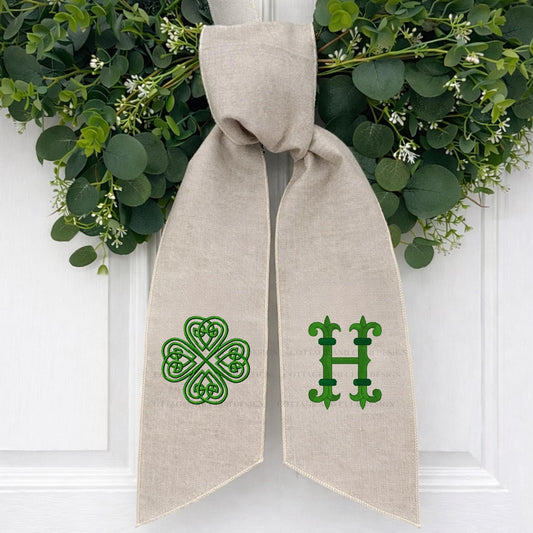 St. Patrick's Day Irish Celtic Embroidered Wreath Sash - Choose From 8 Designs & over 30 Monogram Fonts