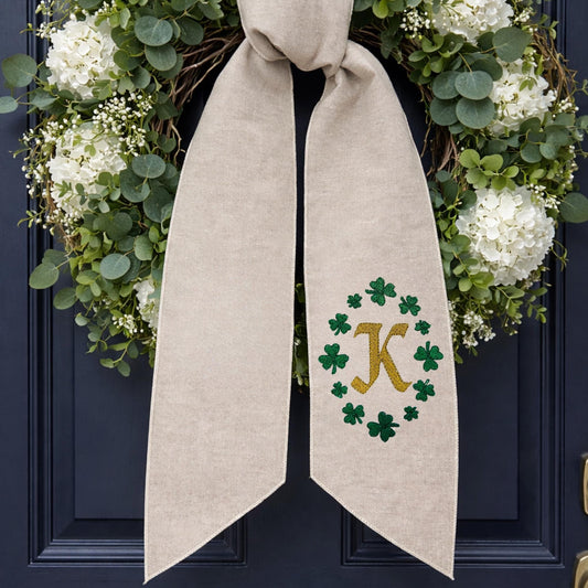 St. Patrick's Day Irish Celtic Embroidered Wreath Sash - Choose From 8 Designs & over 30 Monogram Fonts