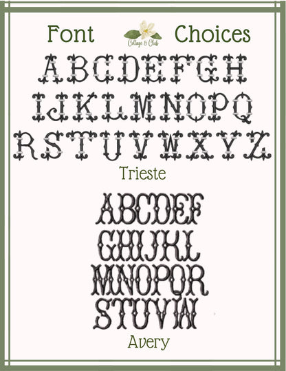 Chinoiserie Easter Wreath Sash, Embroidered Bunny Topiary Wreath Sash, Ginger Jar Monogram Spring Door Hanger, Linen Decor