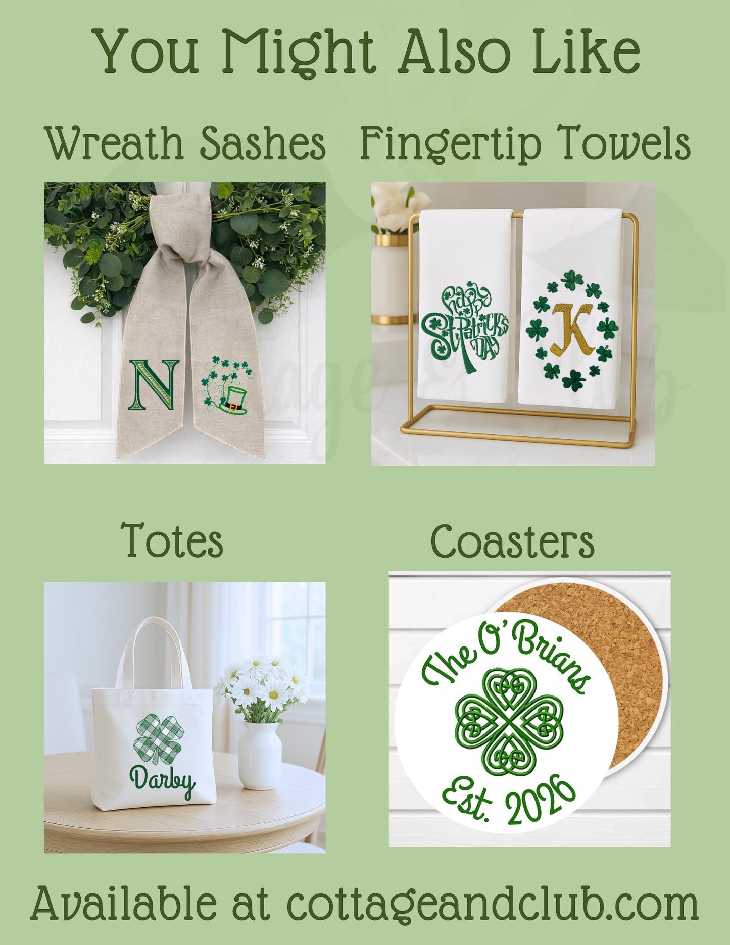 St. Patrick's Day Bunny Tea Towels, Irish Rabbit Designs, Spring Kitchen Decor
