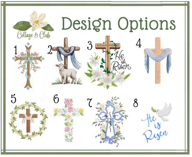 Embroidered Easter He Is Risen Religious Cross Wreath Sash