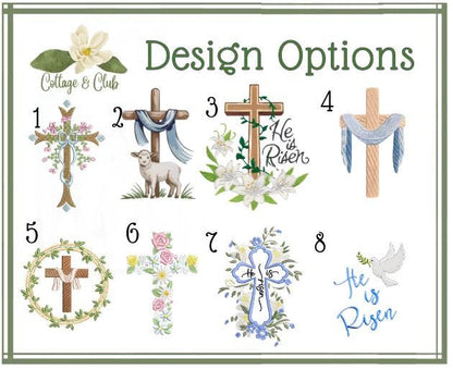 Embroidered Easter He Is Risen Religious Cross Wreath Sash