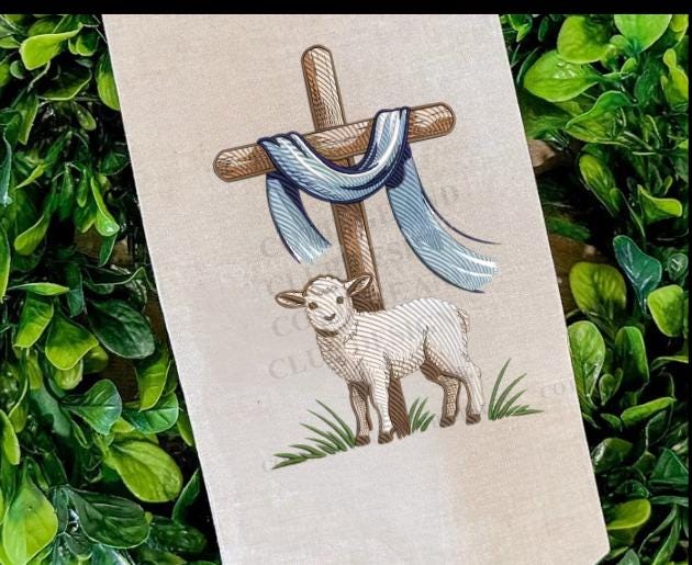 Embroidered Easter He Is Risen Religious Cross Wreath Sash