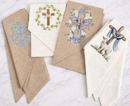 Embroidered Easter He Is Risen Religious Cross Wreath Sash