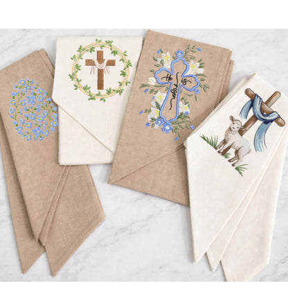 Embroidered Easter He Is Risen Religious Cross Wreath Sash