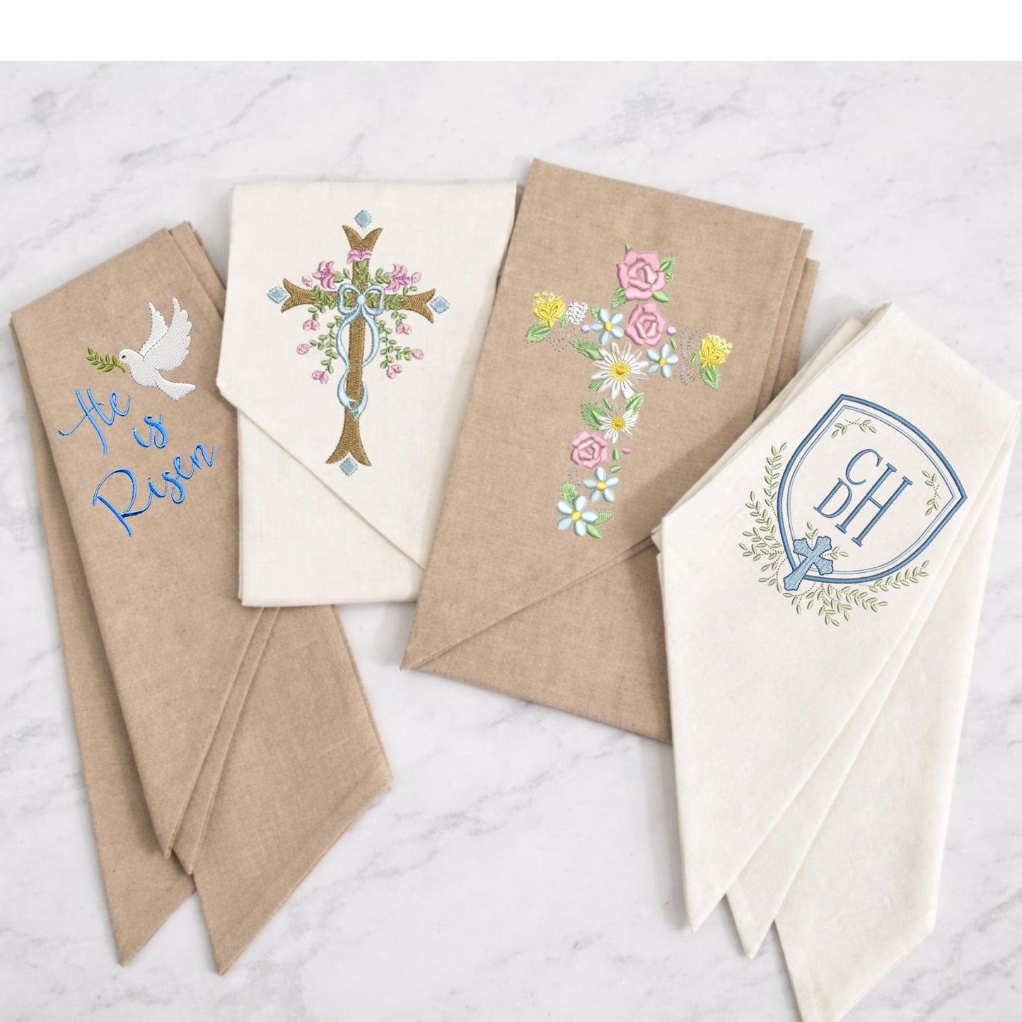 Embroidered Easter He Is Risen Religious Cross Wreath Sash