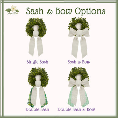 Easter Embroidered Wreath Sash Spring Bunny Pastel Rabbit & Easter Egg Front Porch Decor