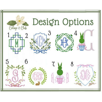 Easter Embroidered Wreath Sash Spring Bunny Pastel Rabbit & Easter Egg Front Porch Decor