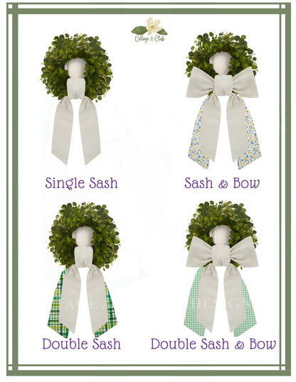 Ginger Jar & Topiary Theme Wreath Sash Collection
