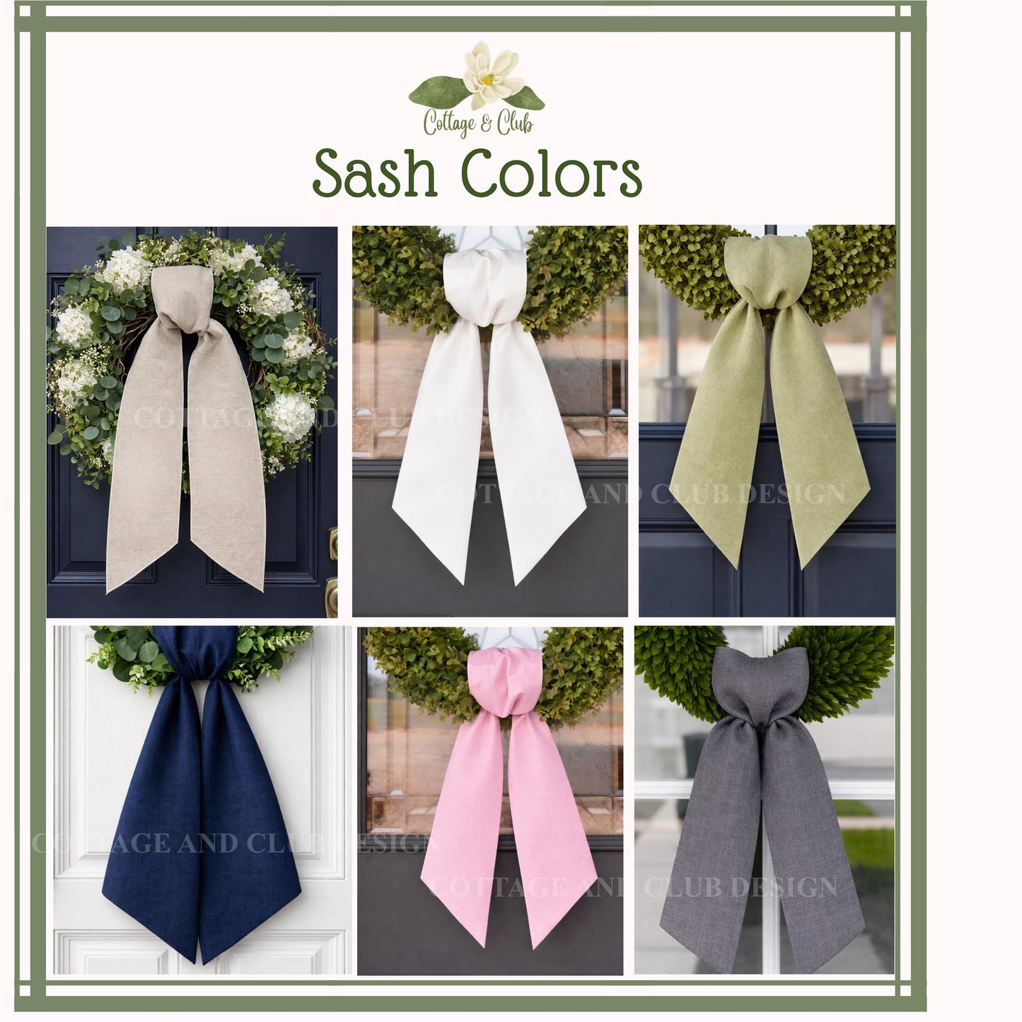 Ginger Jar & Topiary Theme Wreath Sash Collection