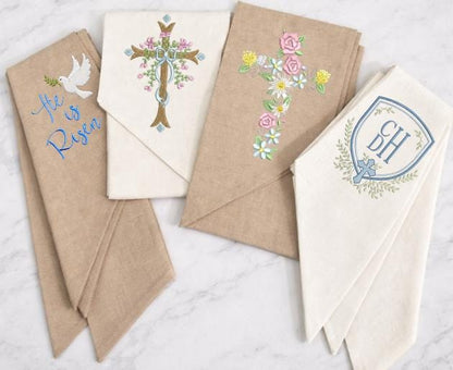 Embroidered Easter He Is Risen Religious Cross Wreath Sash