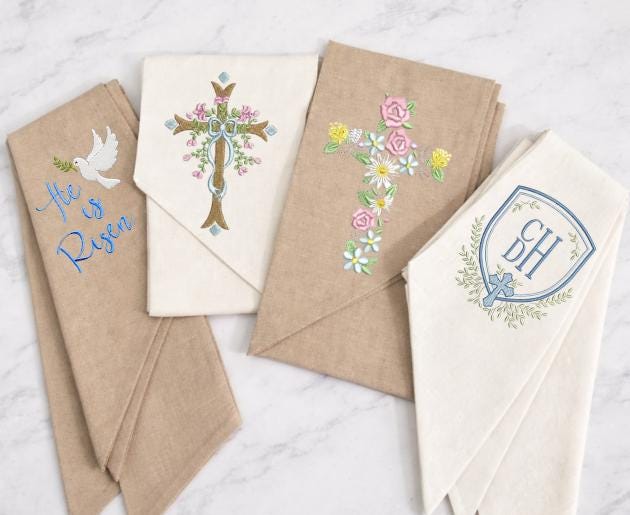 Embroidered Easter He Is Risen Religious Cross Wreath Sash