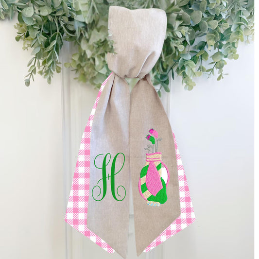 Ladies Spring Golf Monogrammed Personalized Embroidered Wreath Sash